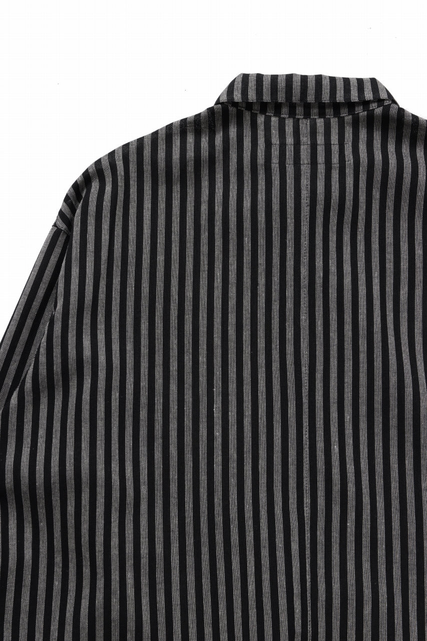 Load image into Gallery viewer, A.F ARTEFACT LOOSEY OVER SHIRT / LINEN STRIPE A (BLACK×L.GREY)