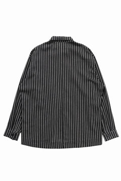Load image into Gallery viewer, A.F ARTEFACT LOOSEY OVER SHIRT / LINEN STRIPE A (BLACK×L.GREY)