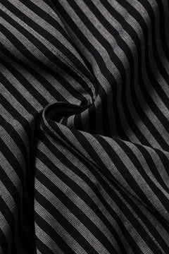 Load image into Gallery viewer, A.F ARTEFACT LOOSEY OVER SHIRT / LINEN STRIPE A (BLACK×L.GREY)