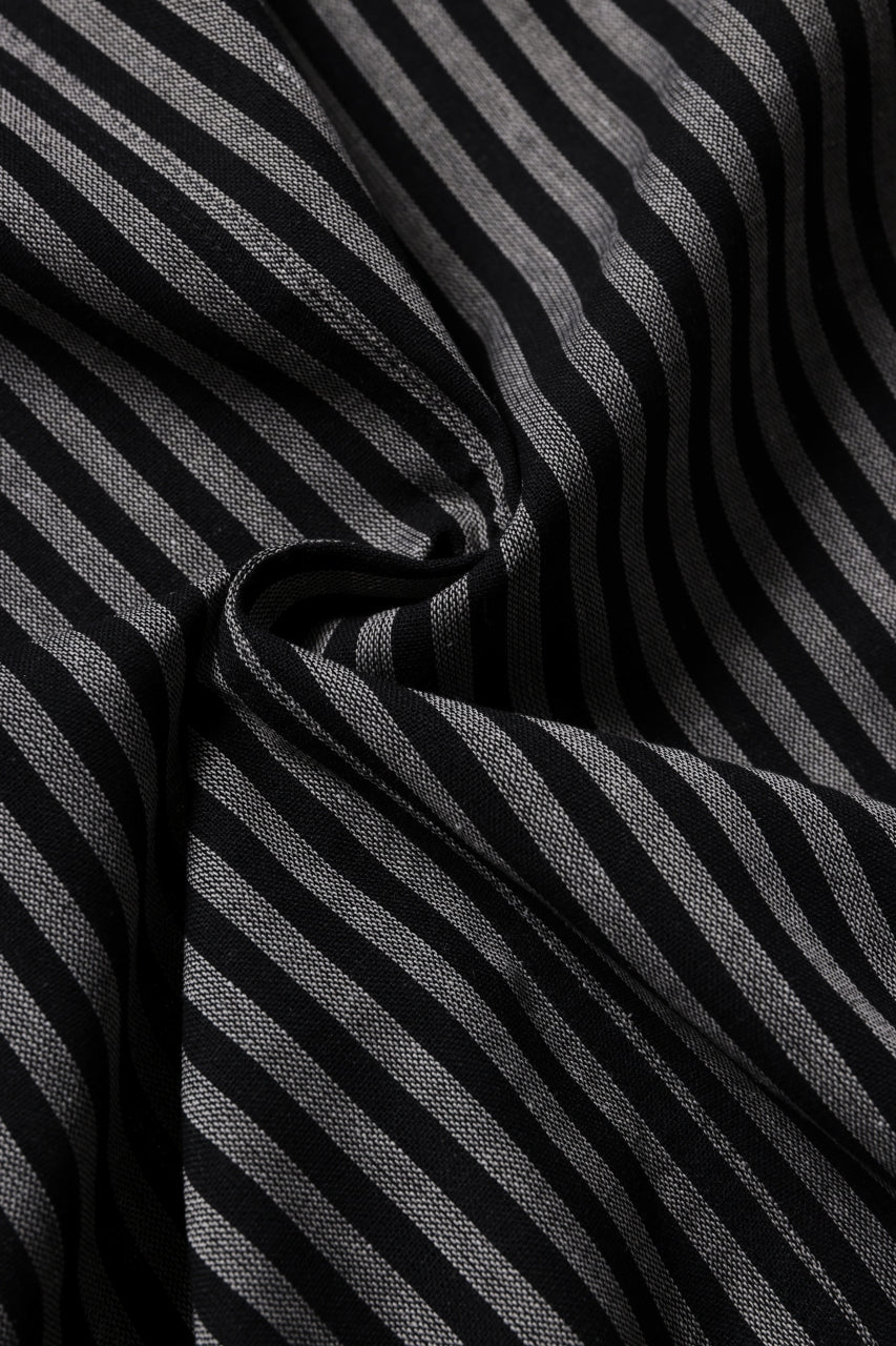 Load image into Gallery viewer, A.F ARTEFACT LOOSEY OVER SHIRT / LINEN STRIPE A (BLACK×L.GREY)