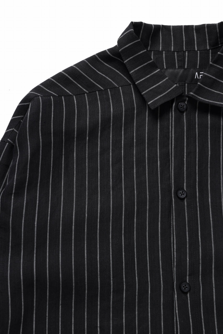 Load image into Gallery viewer, A.F ARTEFACT LOOSEY OVER SHIRT / LINEN STRIPE B (BLACK×L.GREY)