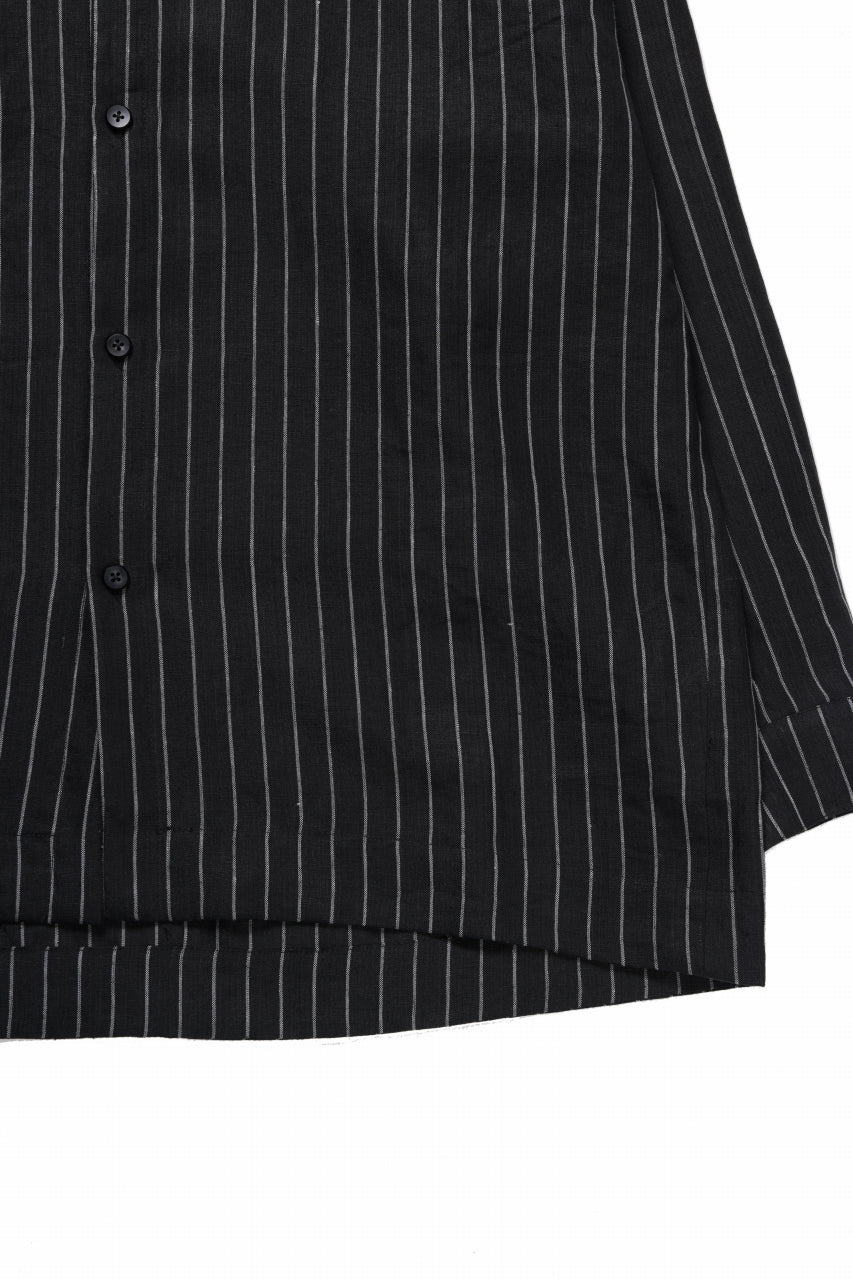 Load image into Gallery viewer, A.F ARTEFACT LOOSEY OVER SHIRT / LINEN STRIPE B (BLACK×L.GREY)