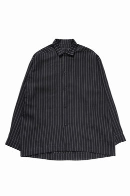 A.F ARTEFACT LOOSEY OVER SHIRT / LINEN STRIPE B (BLACK×L.GREY)