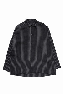 Load image into Gallery viewer, A.F ARTEFACT LOOSEY OVER SHIRT / LINEN STRIPE B (BLACK×L.GREY)