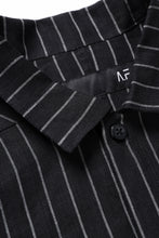 Load image into Gallery viewer, A.F ARTEFACT LOOSEY OVER SHIRT / LINEN STRIPE B (BLACK×L.GREY)