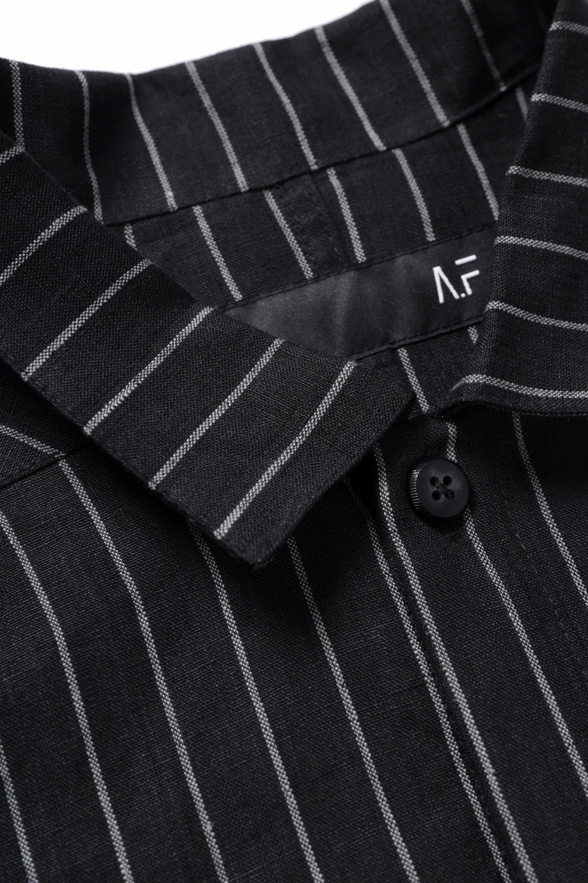 A.F ARTEFACT LOOSEY OVER SHIRT / LINEN STRIPE B (BLACK×L.GREY)