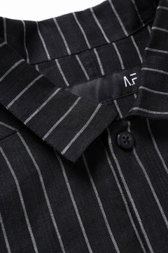 Load image into Gallery viewer, A.F ARTEFACT LOOSEY OVER SHIRT / LINEN STRIPE B (BLACK×L.GREY)