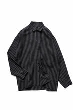 Load image into Gallery viewer, A.F ARTEFACT LOOSEY OVER SHIRT / LINEN STRIPE B (BLACK×L.GREY)
