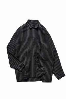 A.F ARTEFACT LOOSEY OVER SHIRT / LINEN STRIPE B (BLACK×L.GREY)