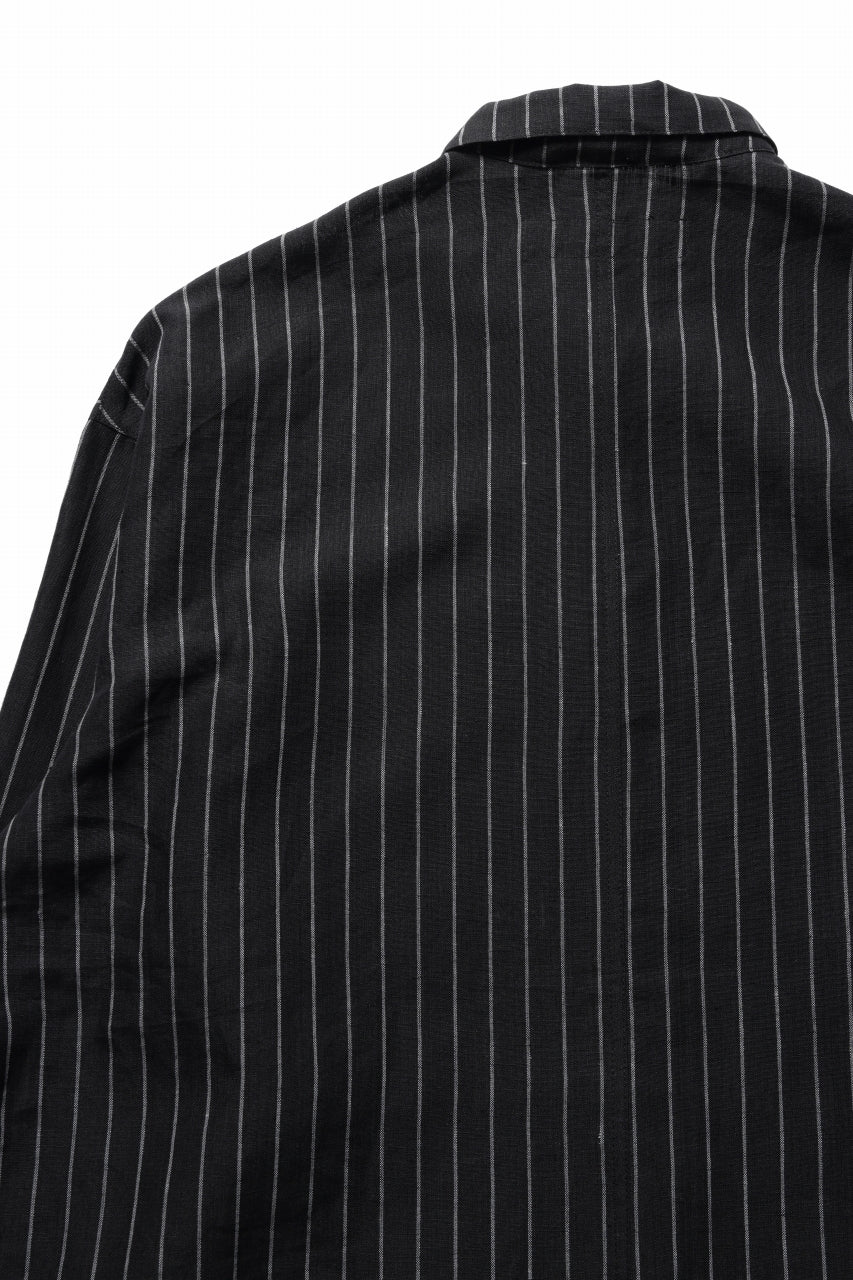 Load image into Gallery viewer, A.F ARTEFACT LOOSEY OVER SHIRT / LINEN STRIPE B (BLACK×L.GREY)