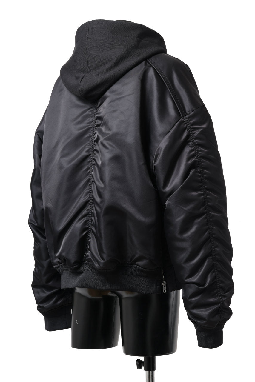 画像をギャラリービューアに読み込む, Juun.J Jersey Hood Detachable Nylon MA-1 Jumper (BLACK)