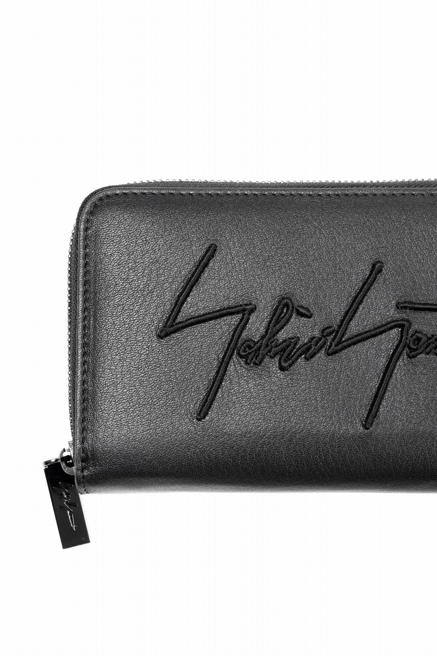 Load image into Gallery viewer, discord Yohji Yamamoto Signature Long Wallet / Shrink Cow Skin Leather (BLACK)