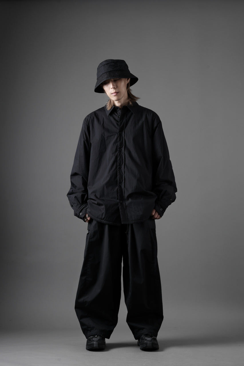 Ten c PADDED SHIRT / PIECE DYED COTTON/NYLON POPLIN (BLACK)