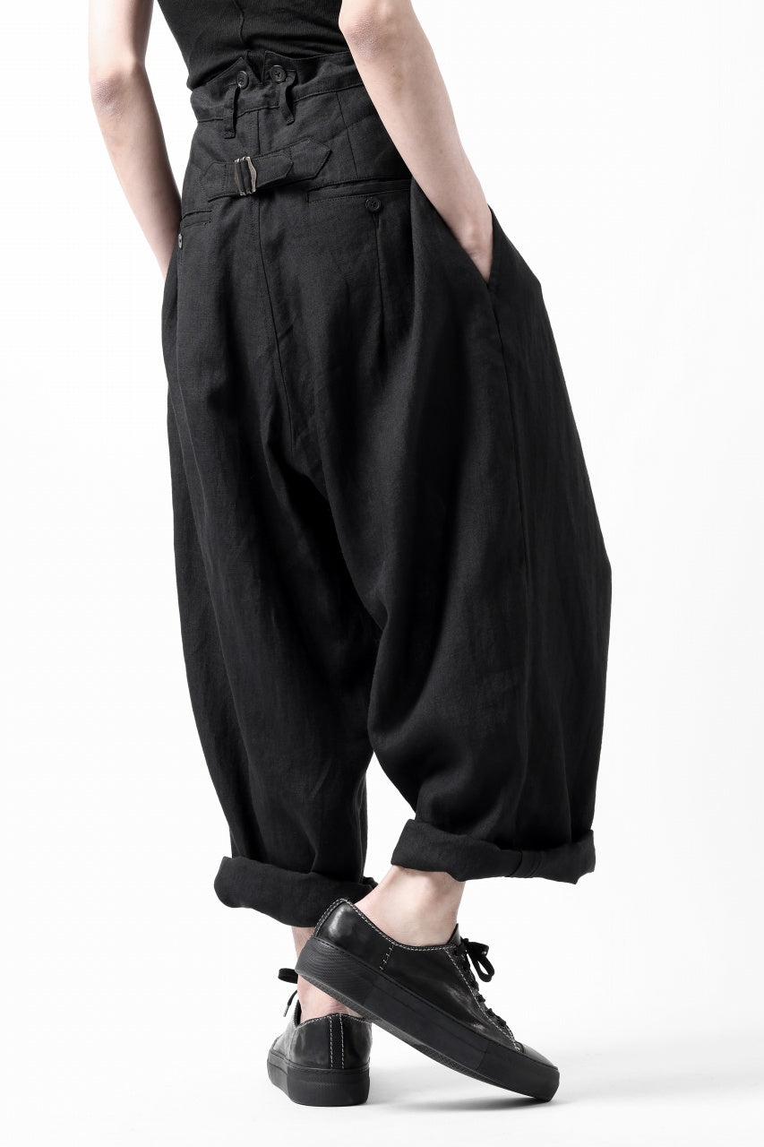 sus-sous cinematic trousers / 1/4 linen sheeting (BLACK)