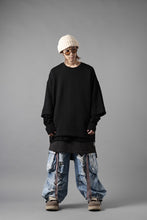 Load image into Gallery viewer, A.F ARTEFACT SIDE ZIP LAYERED PULLOVER / RIB KNIT JERSEY (BLACK)