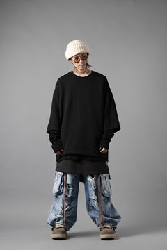 Load image into Gallery viewer, A.F ARTEFACT SIDE ZIP LAYERED PULLOVER / RIB KNIT JERSEY (BLACK)