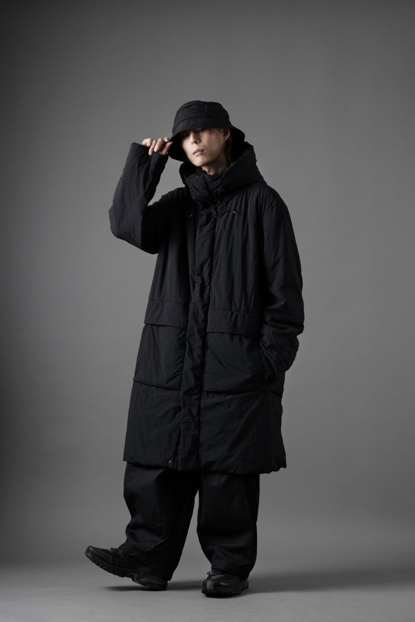 Ten c PADDED PARKA COAT / GARMENT DYED NYLON TACTEL (BLACK)