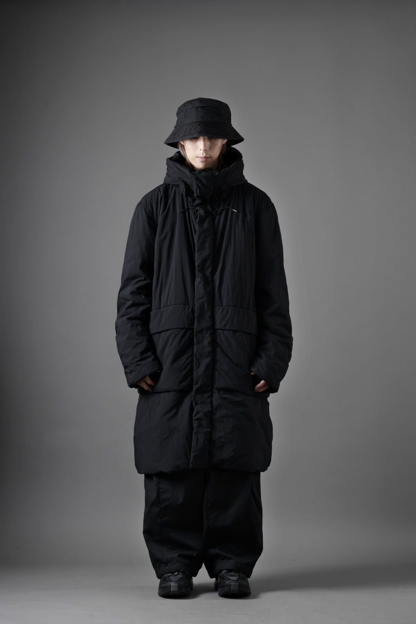 Ten c PADDED PARKA COAT / GARMENT DYED NYLON TACTEL (BLACK)