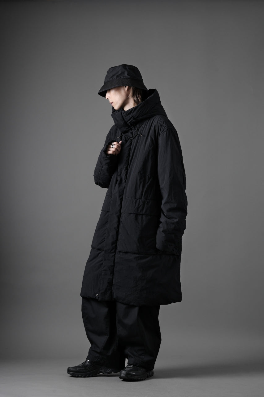 Ten c PADDED PARKA COAT / GARMENT DYED NYLON TACTEL (BLACK)