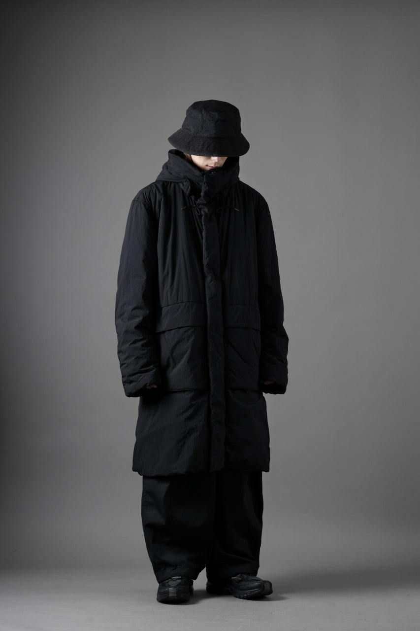 Ten c PADDED PARKA COAT / GARMENT DYED NYLON TACTEL (BLACK)