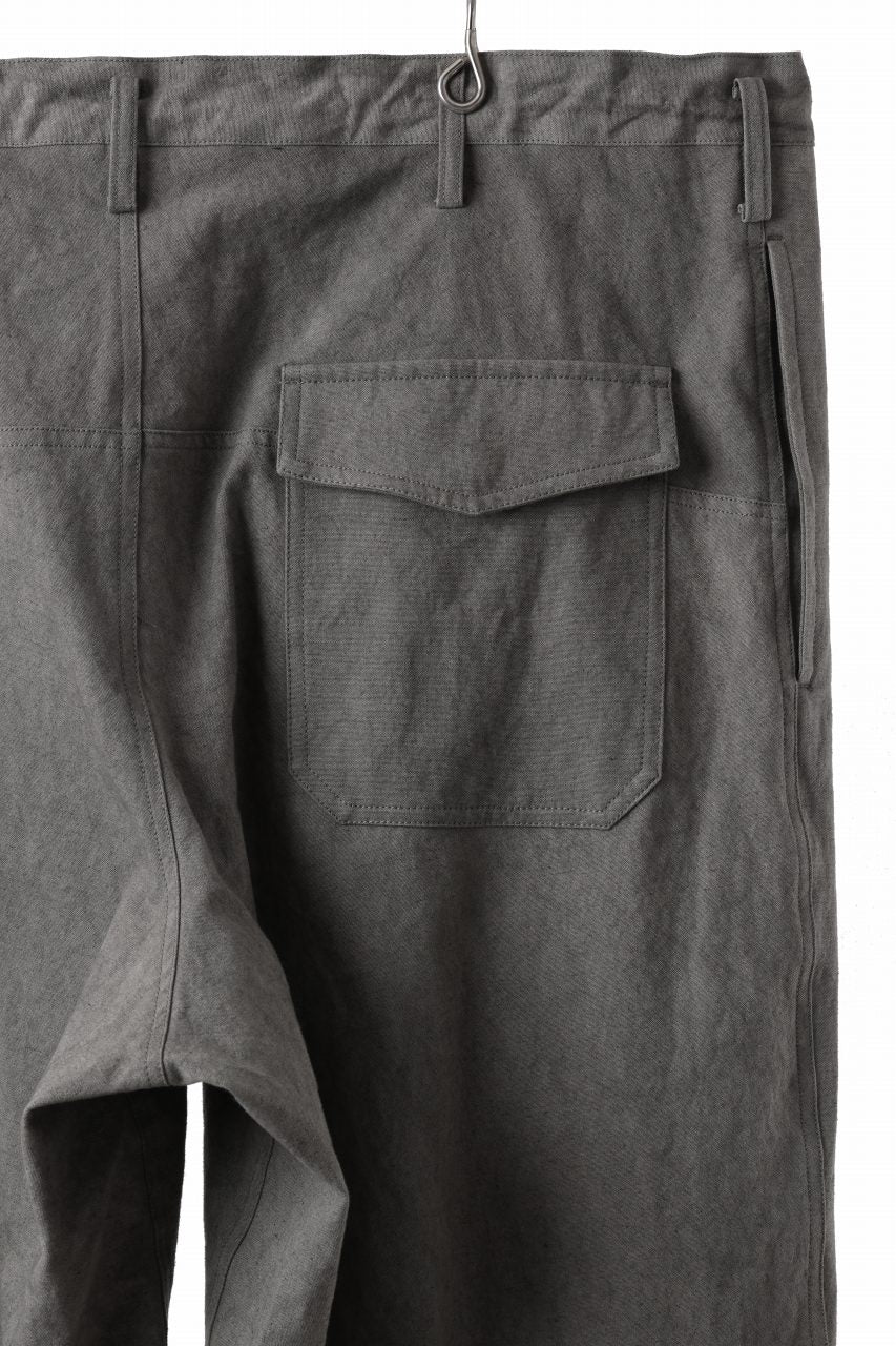Y's for men WITHSTRING WORK PANTS / COTTON LINEN SULFIDED OZONE (CHARCOAL)