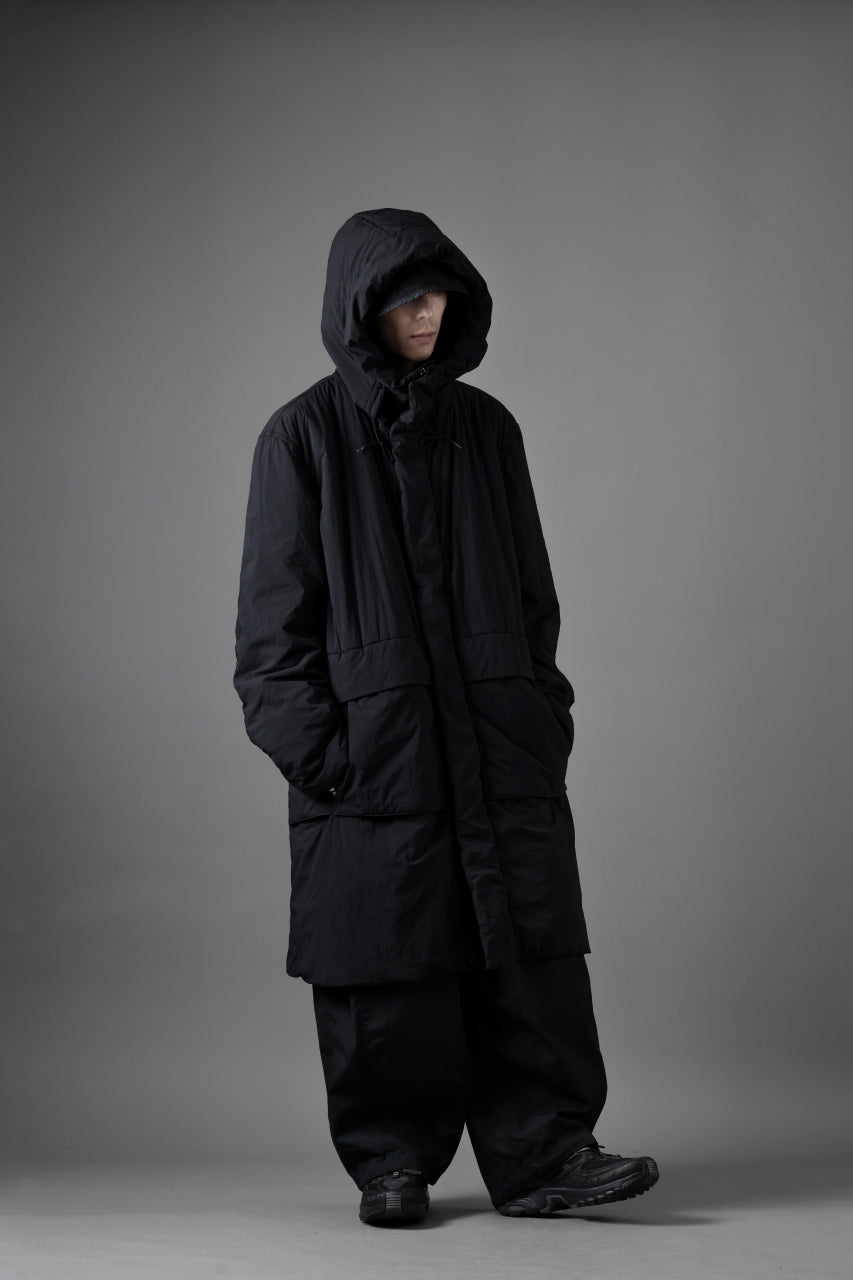 Ten c PADDED PARKA COAT / GARMENT DYED NYLON TACTEL (BLACK)