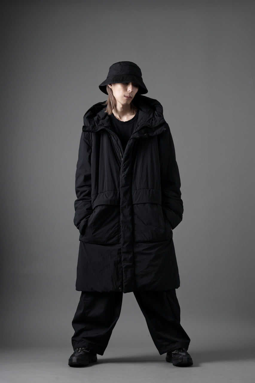 Ten c PADDED PARKA COAT / GARMENT DYED NYLON TACTEL (BLACK)