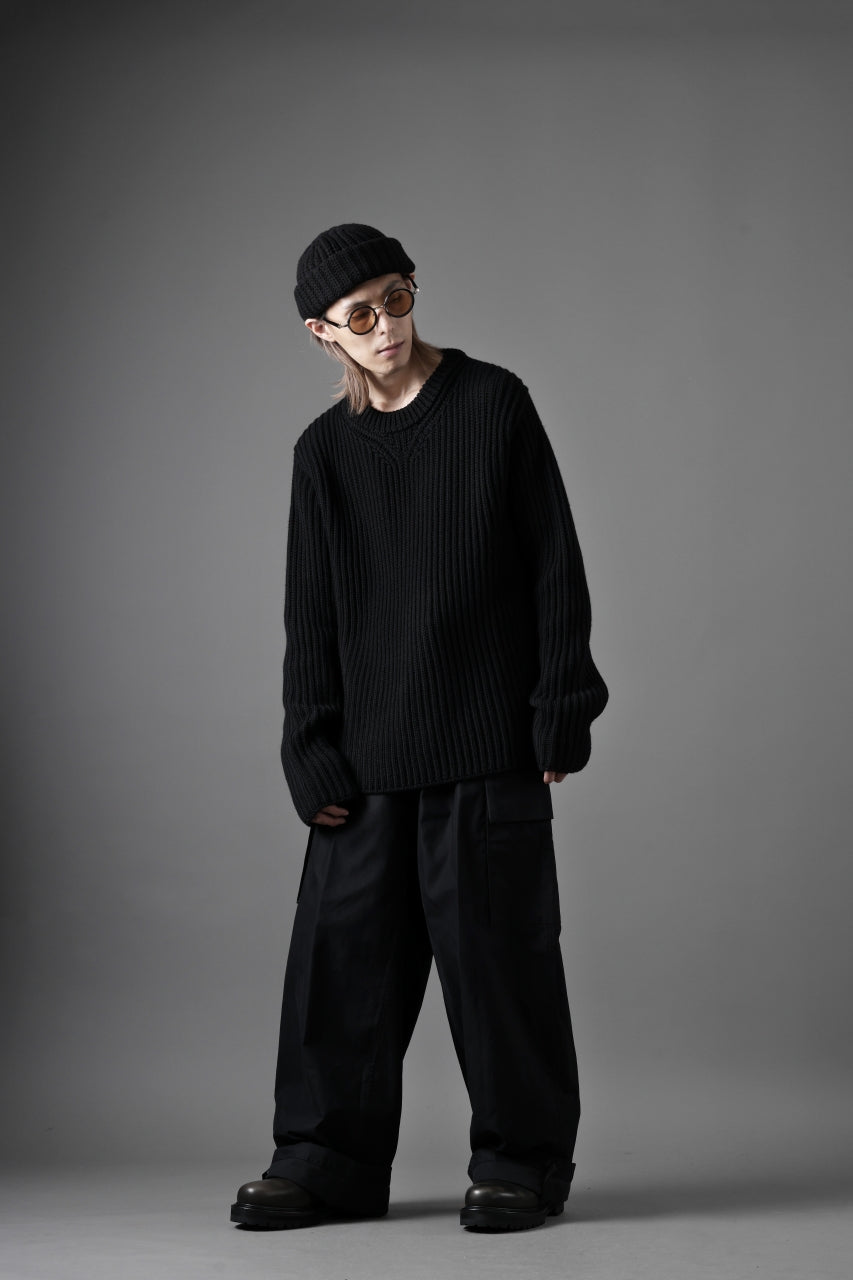 画像をギャラリービューアに読み込む, Ten c RIB SWEATER / MERINO WOOL EXTRA FINE (BLACK)