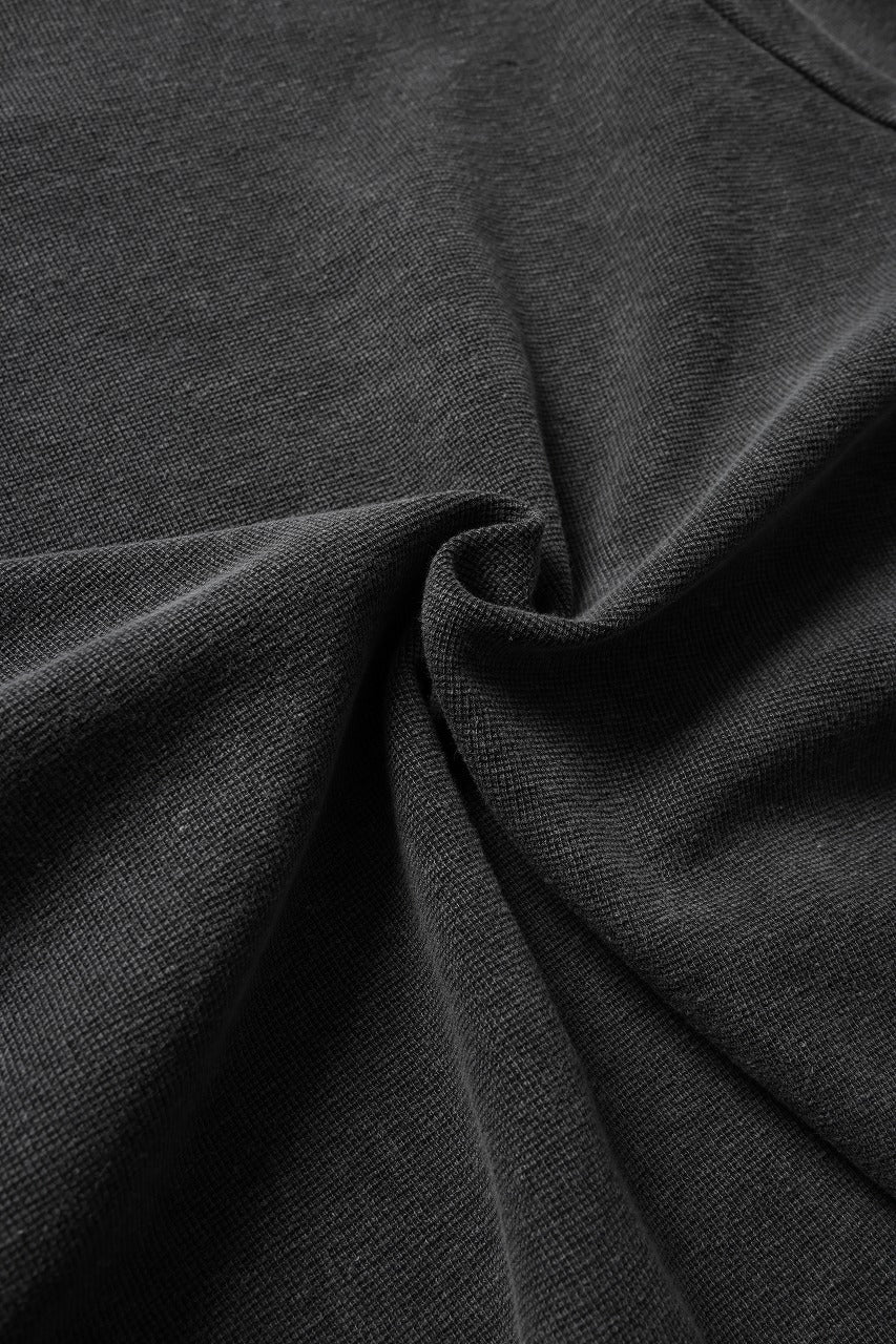sus-sous raglan L/S tee / dyed & damaged waffle 3/4 Cotton Linen (BLACK)
