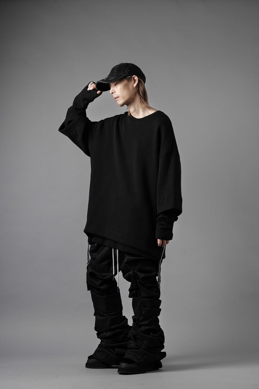 A.F ARTEFACT SIDE ZIP LAYERED PULLOVER / RIB KNIT JERSEY (BLACK)