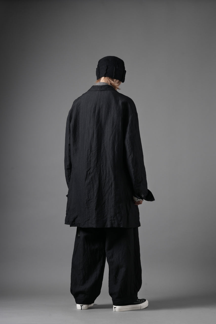 KLASICA HELLEN - Hb DOUBLE BREASTED SEMI LONG BLAZER / HIGH DENSITY HERRING BONE (DARK NIGHT)