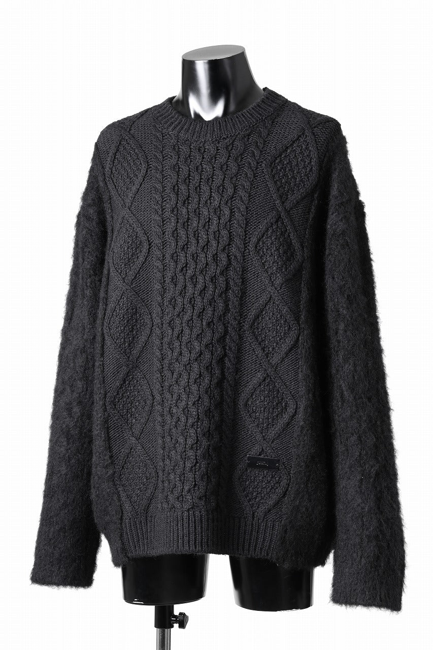 Load image into Gallery viewer, Juun.J Mixed Cabel Sweater (BLACK)