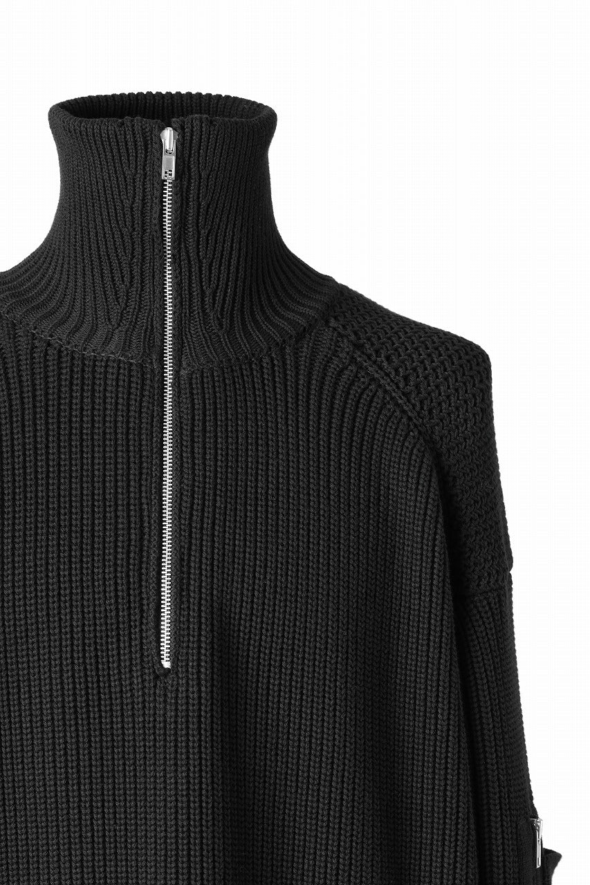 Juun.J Half Zip-up Pullover Sweater (BLACK)