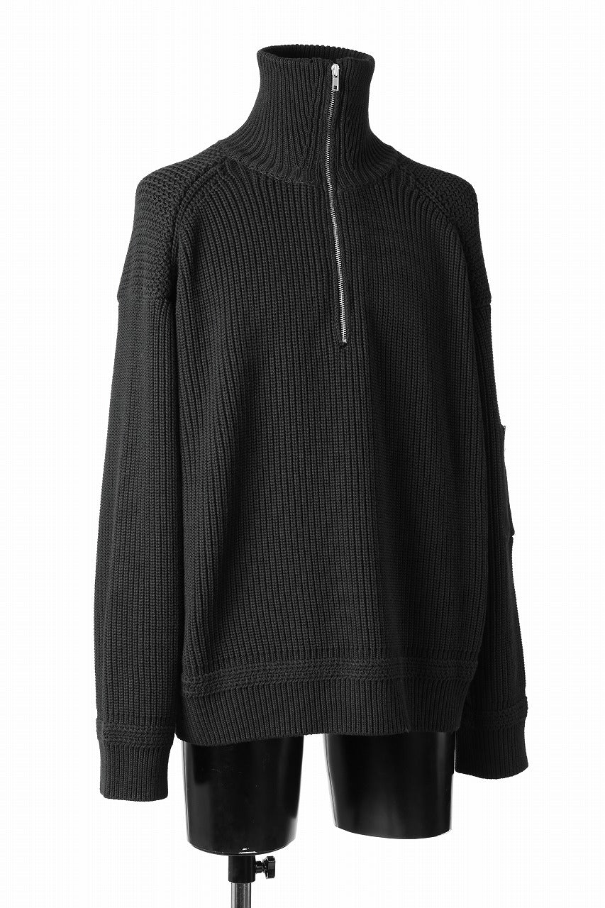 画像をギャラリービューアに読み込む, Juun.J Half Zip-up Pullover Sweater (BLACK)