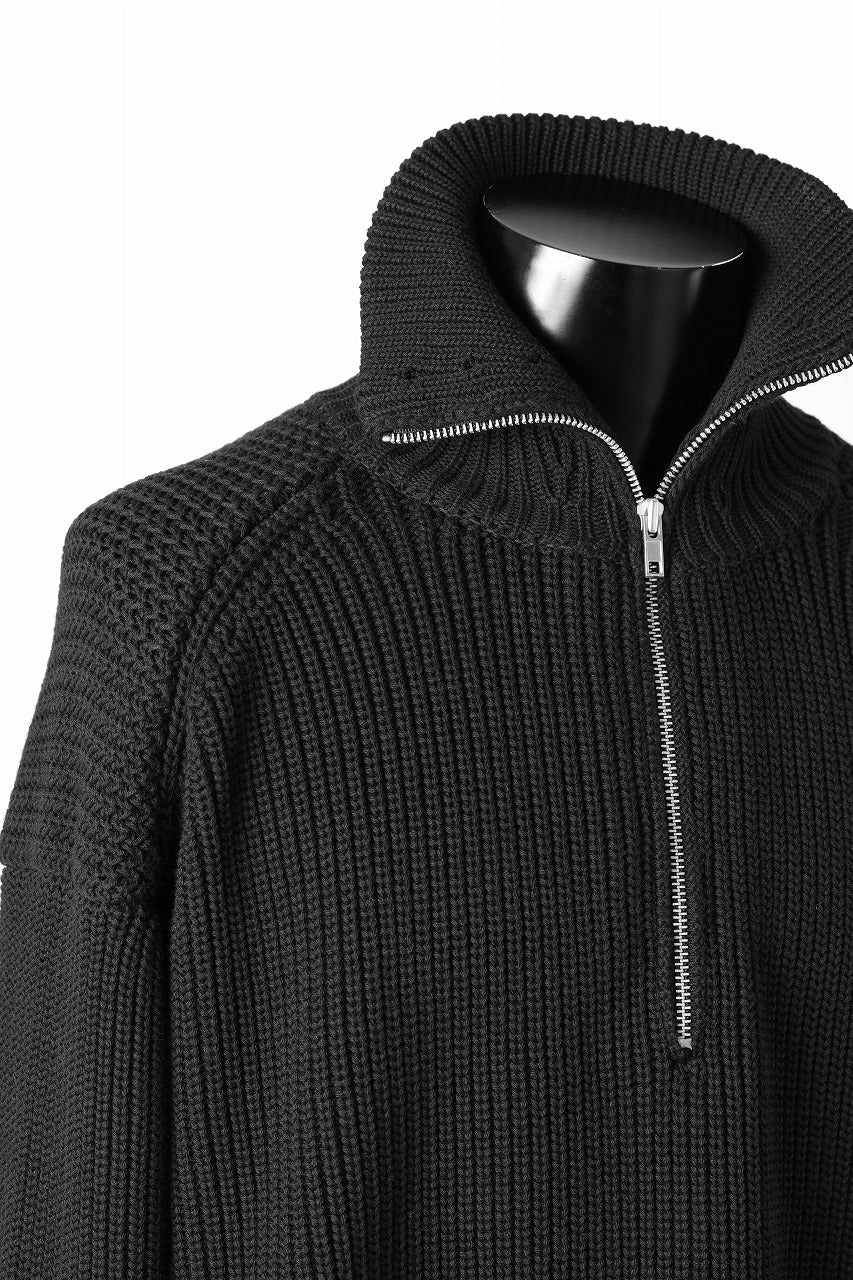 Juun.J Half Zip-up Pullover Sweater (BLACK)