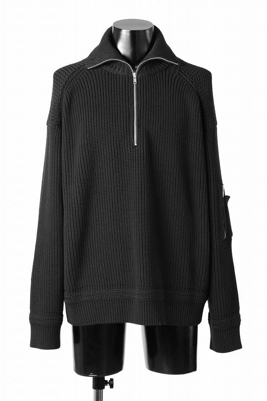 Juun.J Half Zip-up Pullover Sweater (BLACK)