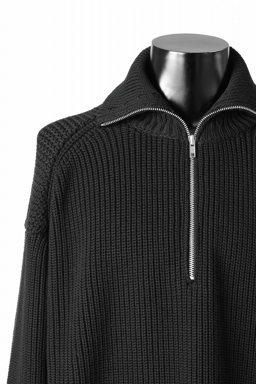 Juun.J Half Zip-up Pullover Sweater (BLACK)