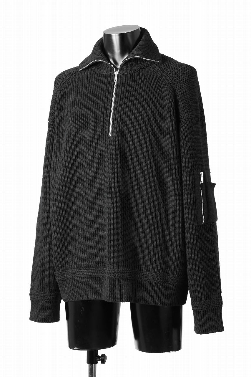 画像をギャラリービューアに読み込む, Juun.J Half Zip-up Pullover Sweater (BLACK)