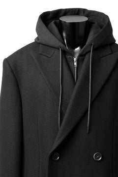 画像をギャラリービューアに読み込む, Juun.J Over Fit Jersey Hood Detachable Double Coat (BLACK)