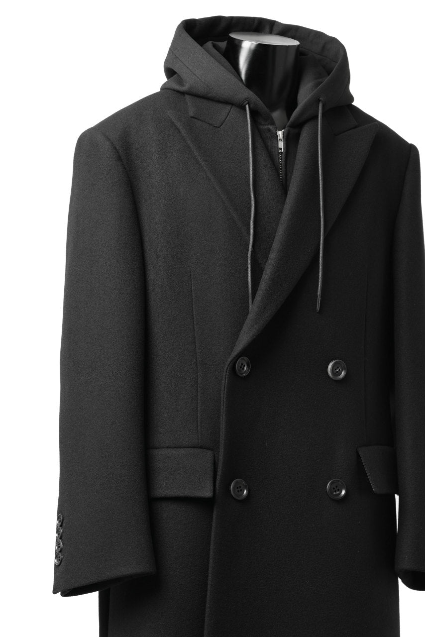 Juun.J Over Fit Jersey Hood Detachable Double Coat (BLACK)の商品