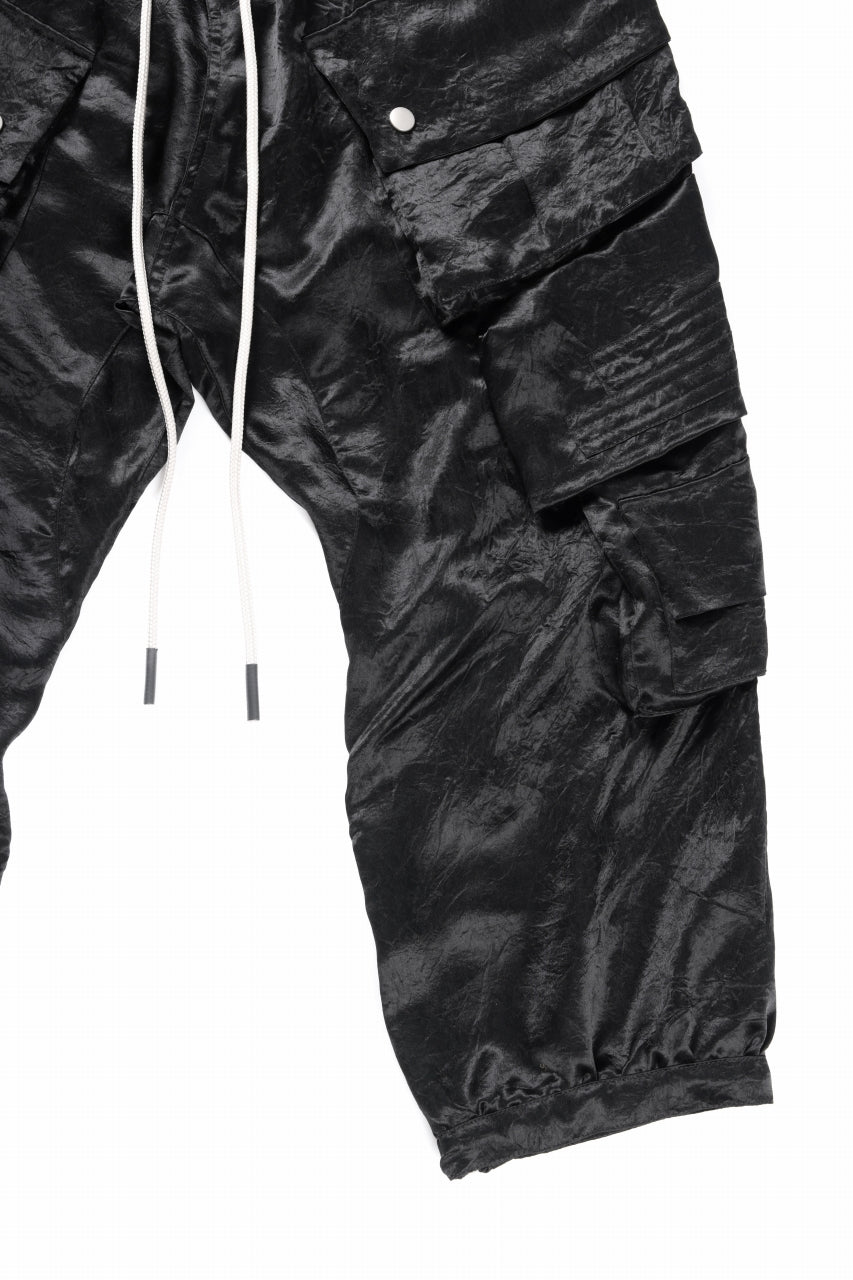 A.F ARTEFACT SATIN DROPCROTCH CARGO PANTS (BLACK)