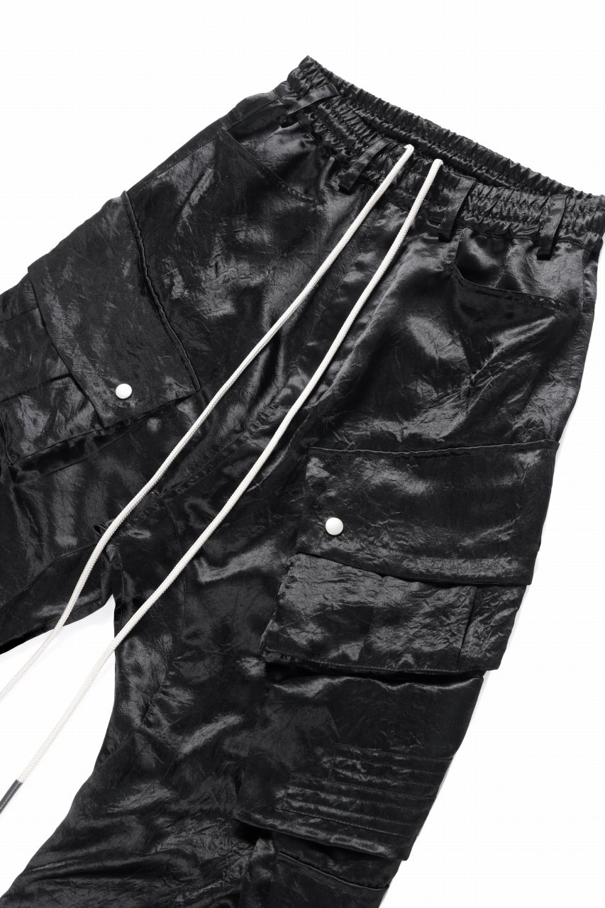 A.F ARTEFACT SATIN DROPCROTCH CARGO PANTS (BLACK)