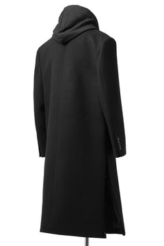 画像をギャラリービューアに読み込む, Juun.J Over Fit Jersey Hood Detachable Double Coat (BLACK)