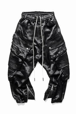 A.F ARTEFACT SATIN DROPCROTCH CARGO PANTS (BLACK)