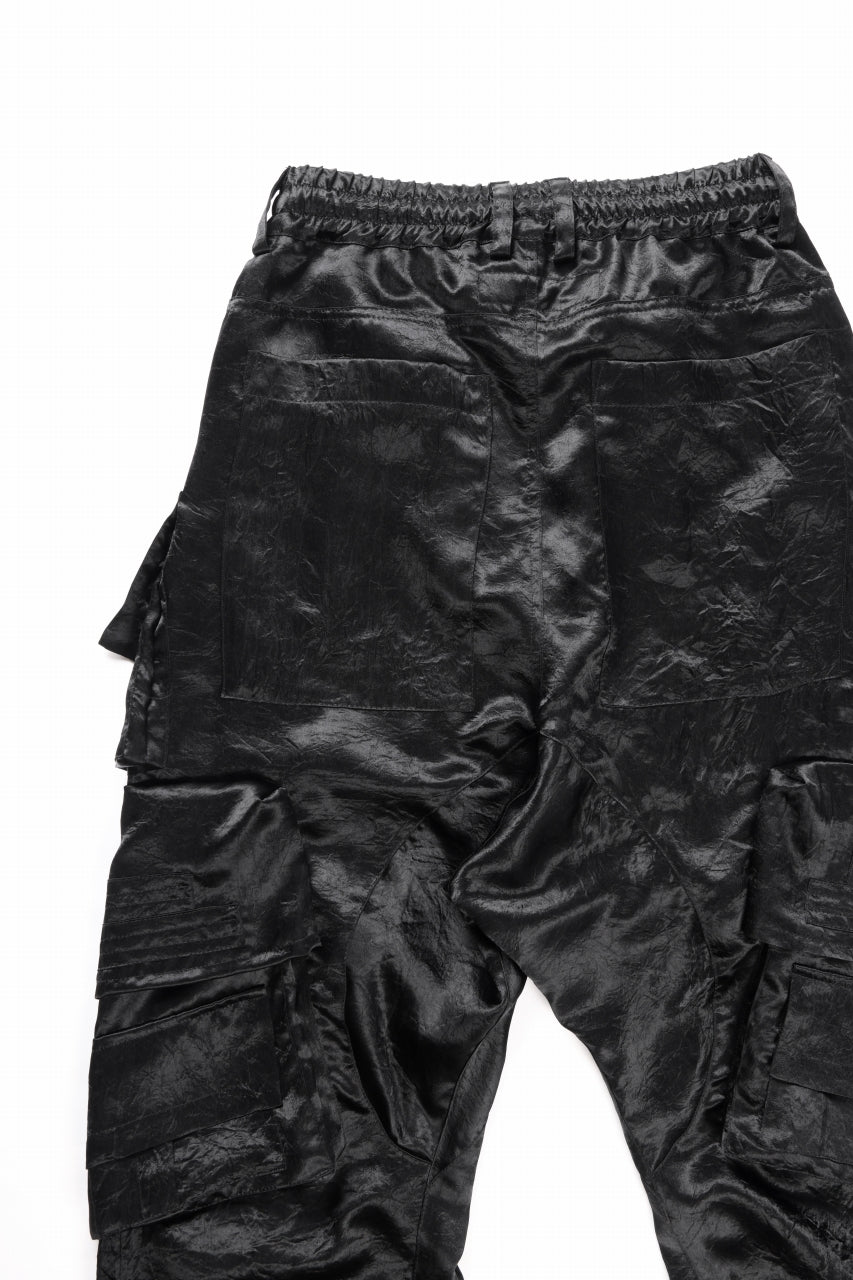 A.F ARTEFACT SATIN DROPCROTCH CARGO PANTS (BLACK)