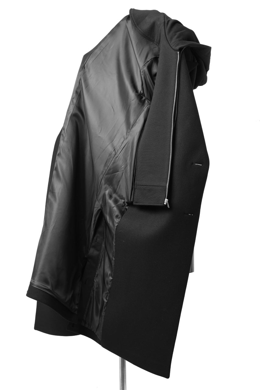 Juun.J Over Fit Jersey Hood Detachable Double Coat (BLACK)