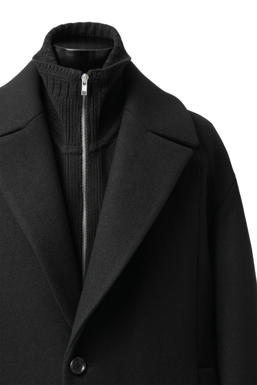 Juun.J Over Fit Knit Paneled Long Single Coat (BLACK)