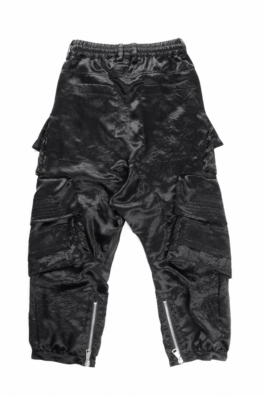 A.F ARTEFACT SATIN DROPCROTCH CARGO PANTS (BLACK)