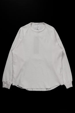 sus-sous raglan L/S tee / dyed & damaged waffle 3/4 Cotton Linen (WHITE)