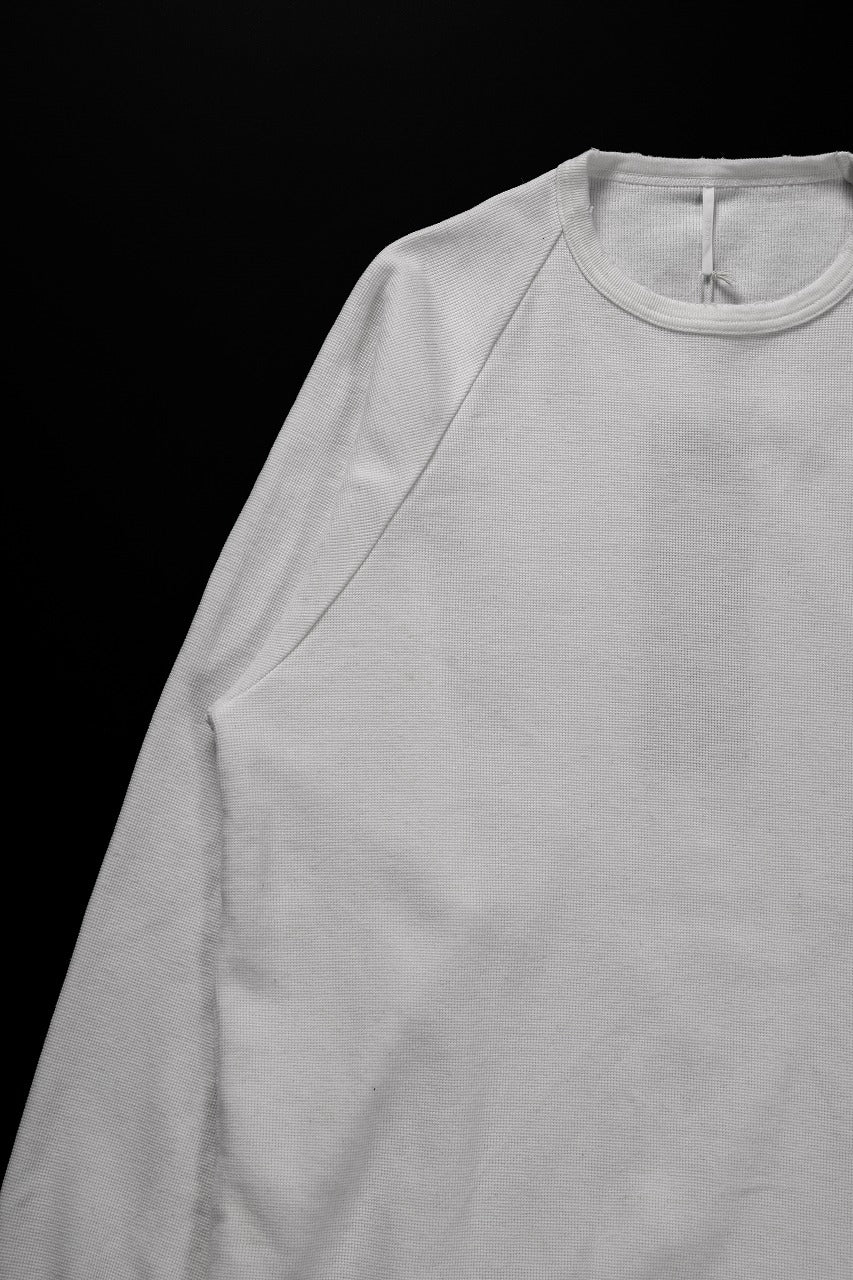 sus-sous raglan L/S tee / dyed & damaged waffle 3/4 Cotton Linen (WHITE)